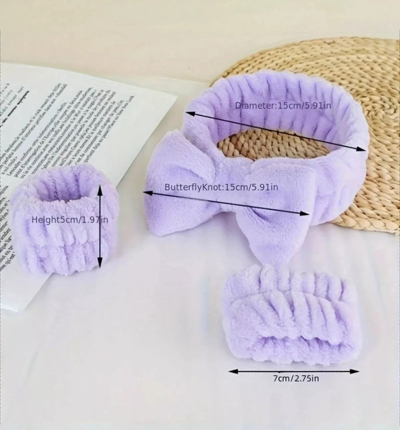 3pcs Spa Headband/ Wristband Face Wash Set