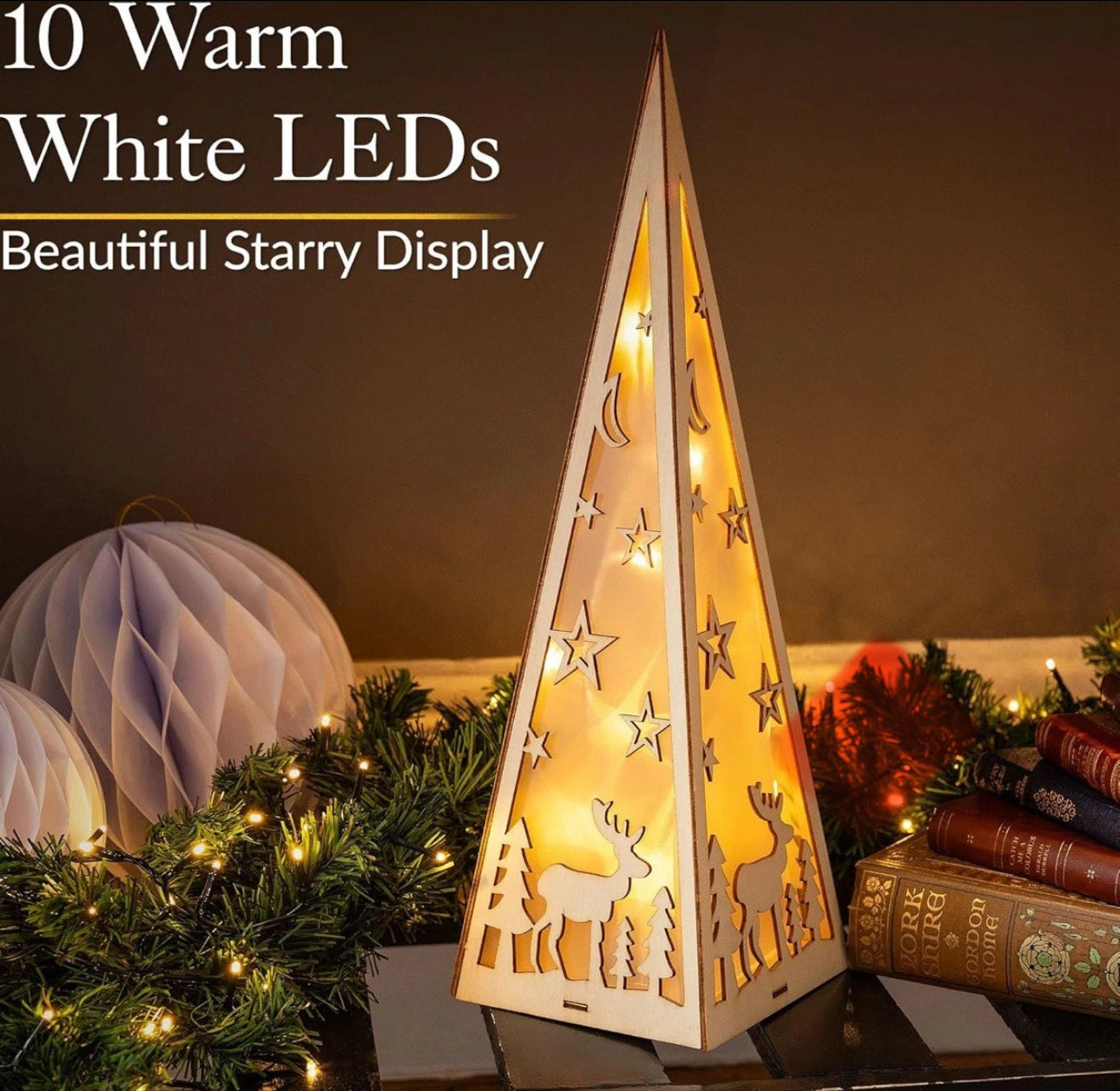 Light Up Wooden Christmas Pyramid