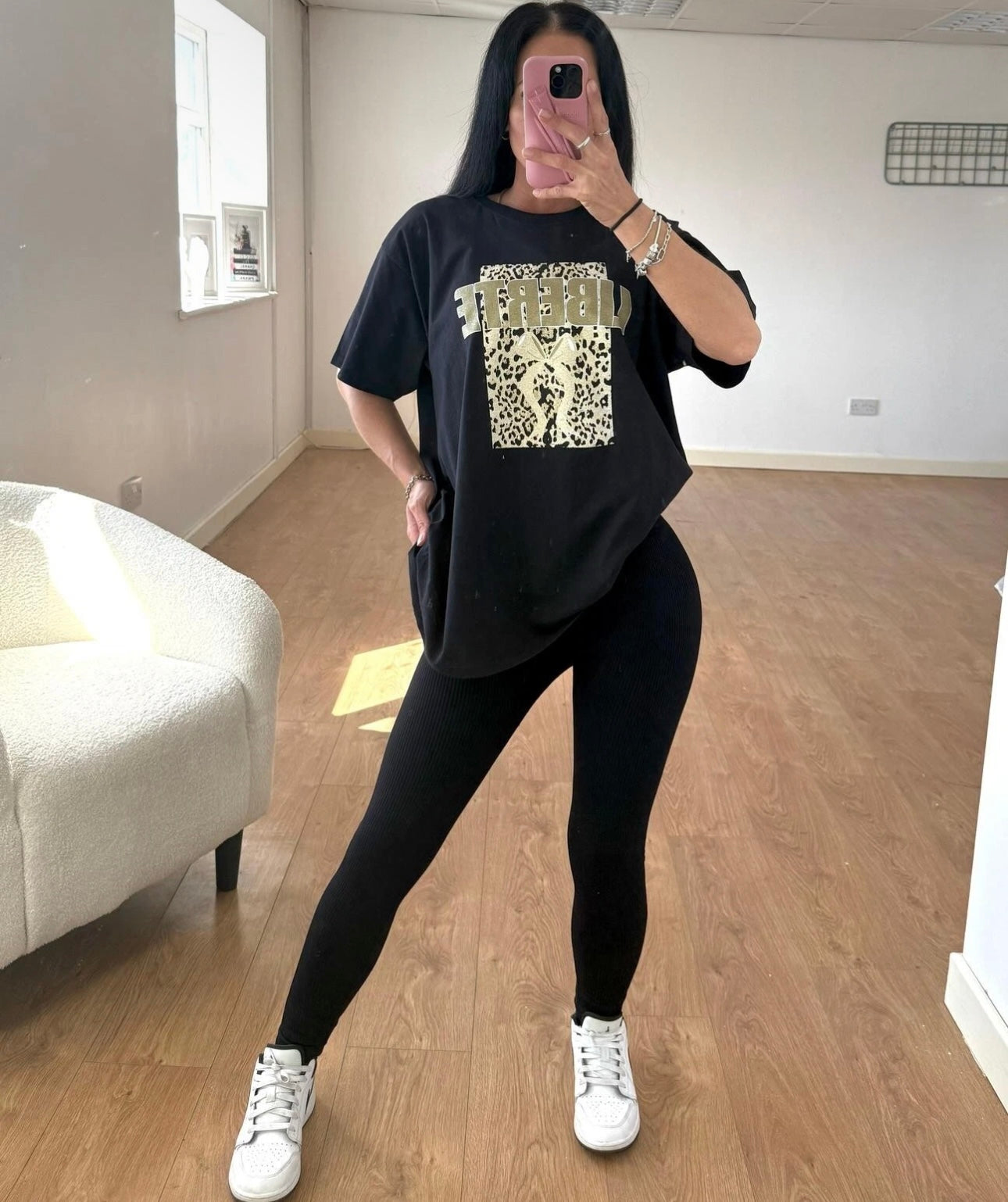 Oversized Leopard Print Graphic T-Shirt