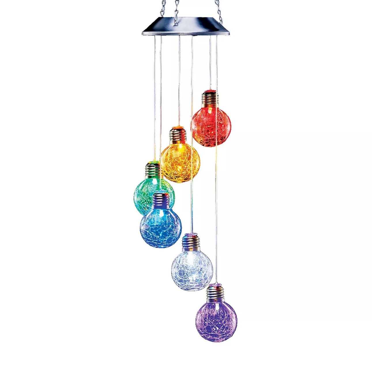 Solar Powered LED Crackle Ball Wind Chimes