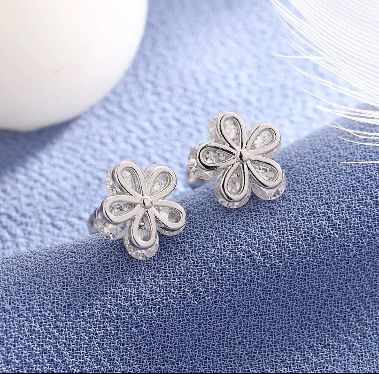 Mini Crystal Flower Earrings