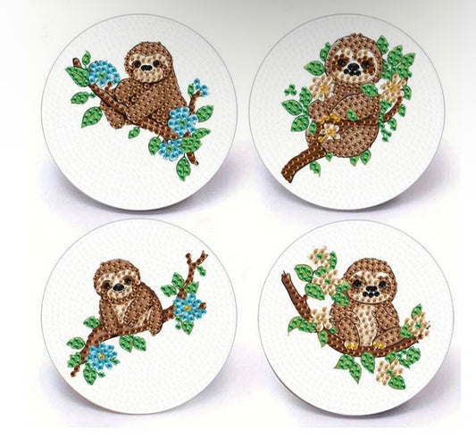 4pcs Sloth Diamond Art Coasters