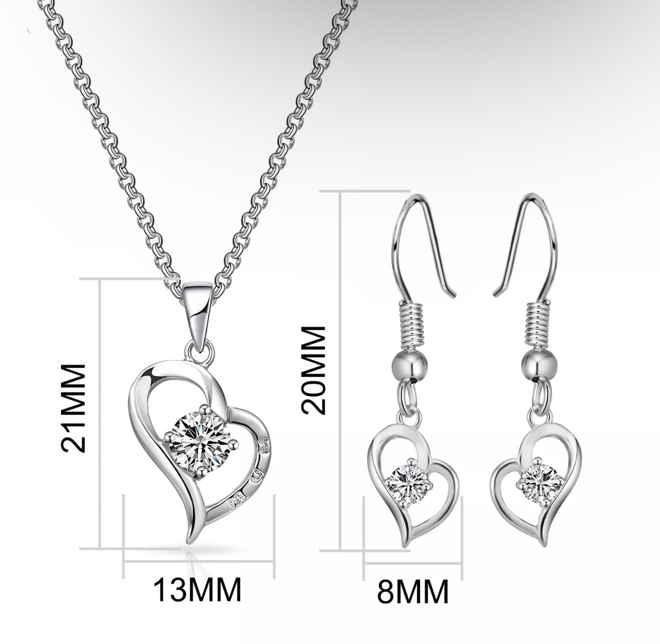 Mum Heart Necklace and Earrings Set