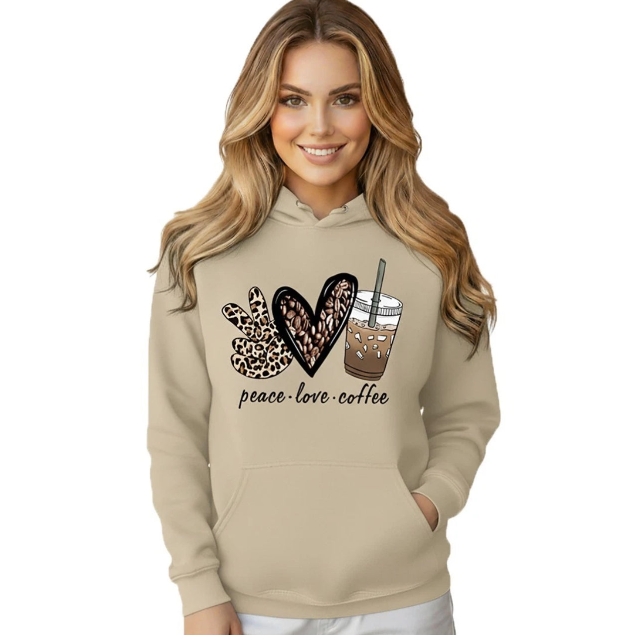 Peace, Love, Coffee Hooded Sweatshirt