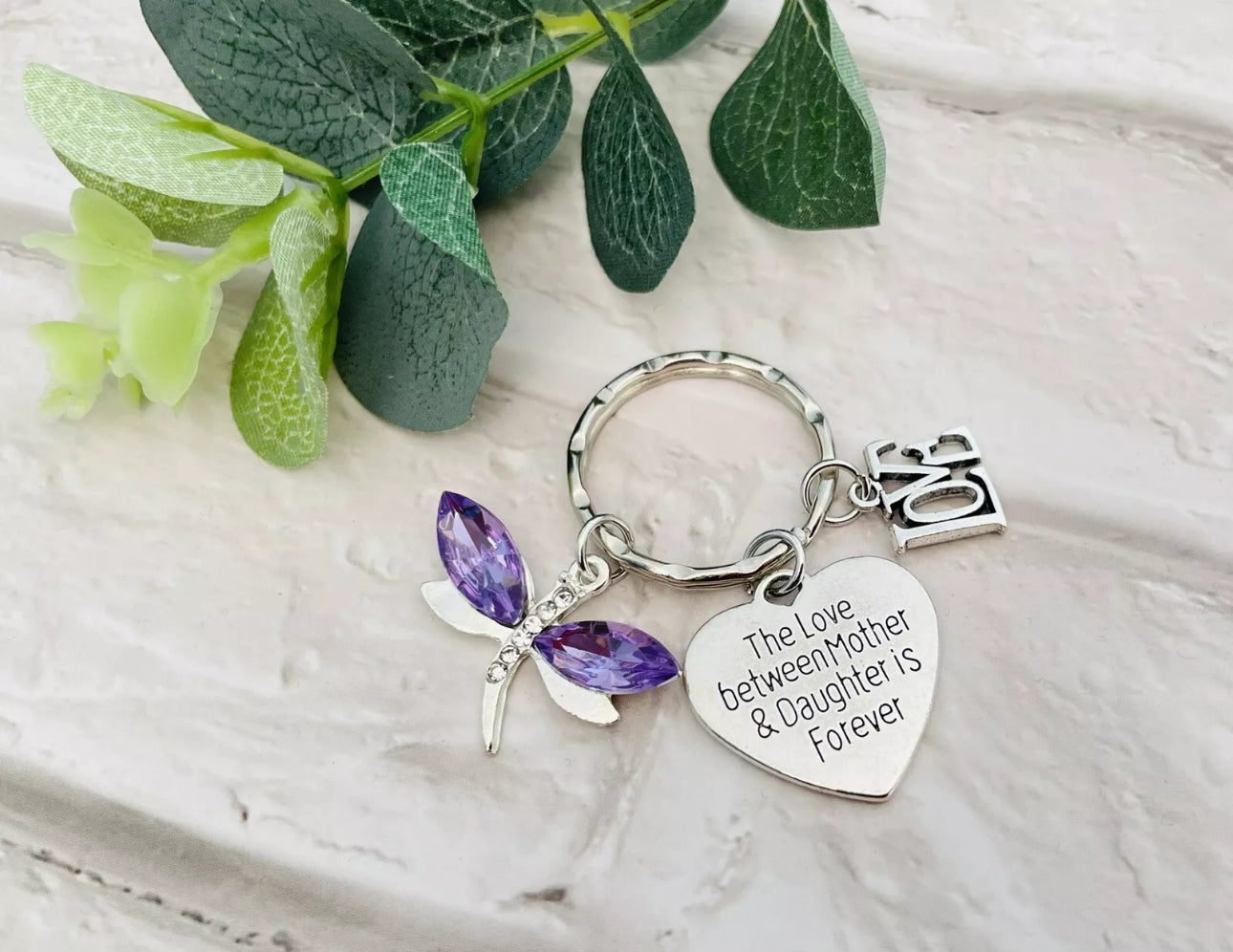 Mothers Day Keyring Purple Dragonfly