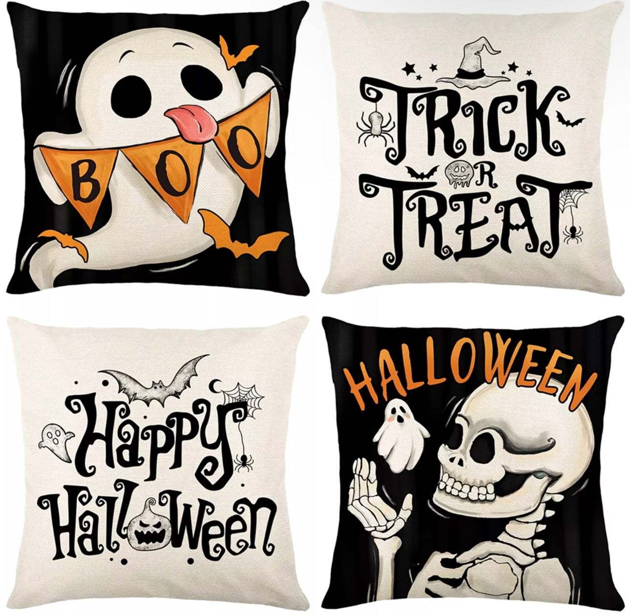 4x Halloween Cushion Covers