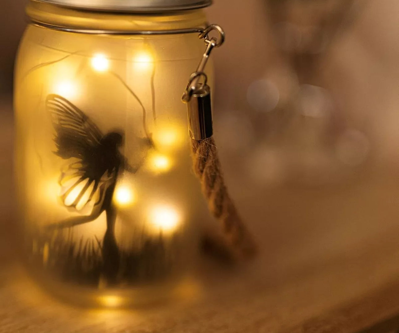 2 x Solar Powered Frosted Hanging Fairy Lanterns