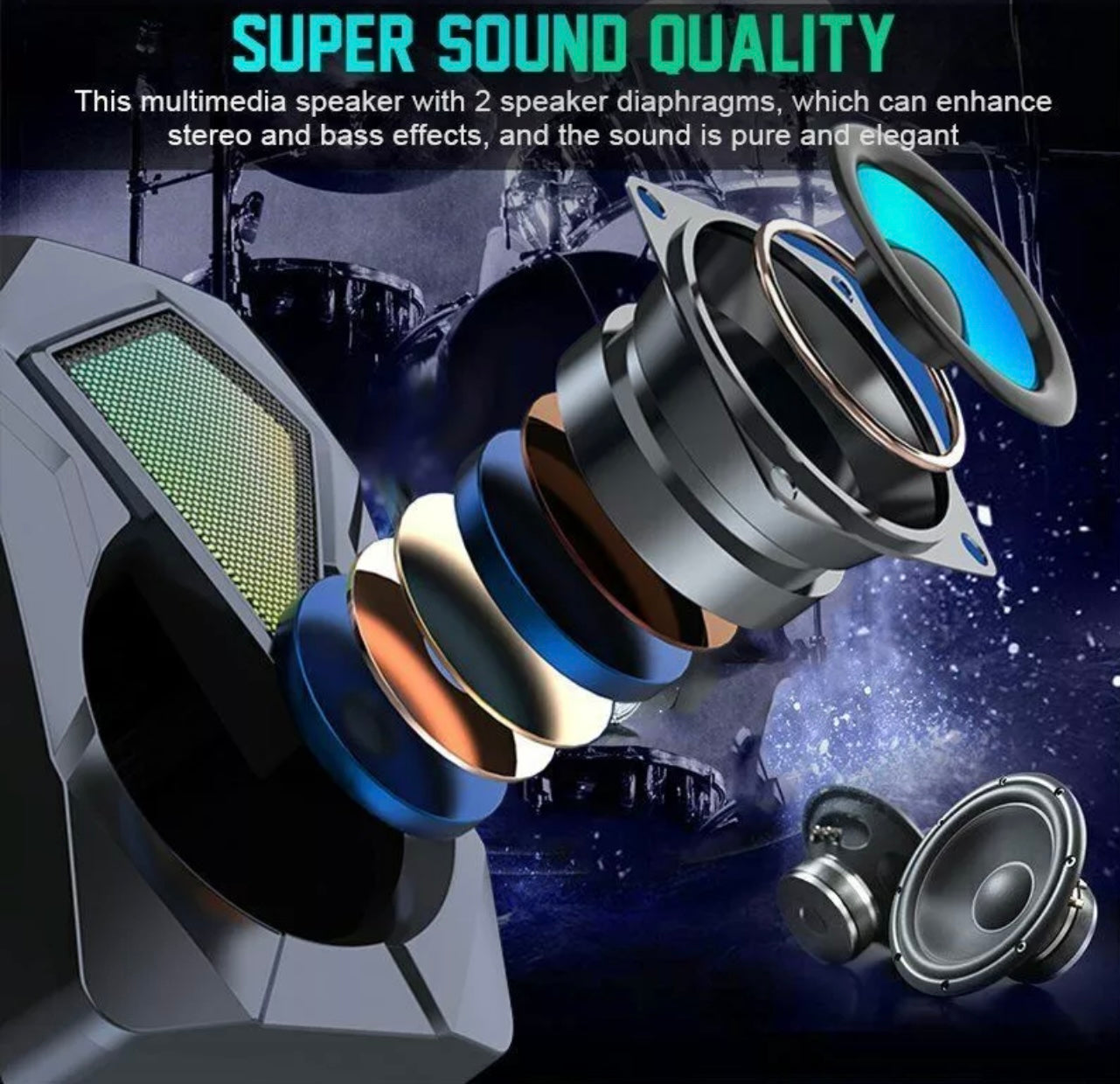 2pc Portable Multimedia Speakers For Gaming