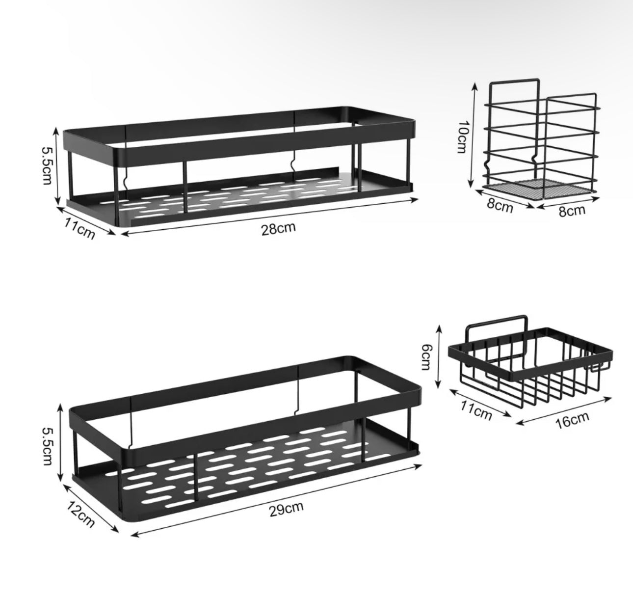 4pcs Self Adhesive Shower Storage Caddy