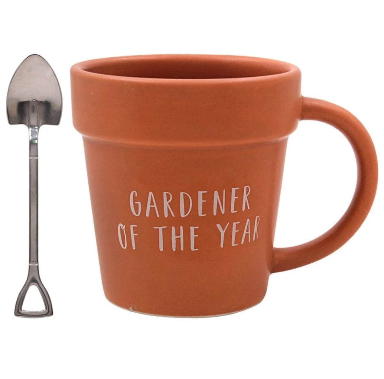 Terracotta Pot Shaped Coffee Mug & Spoon