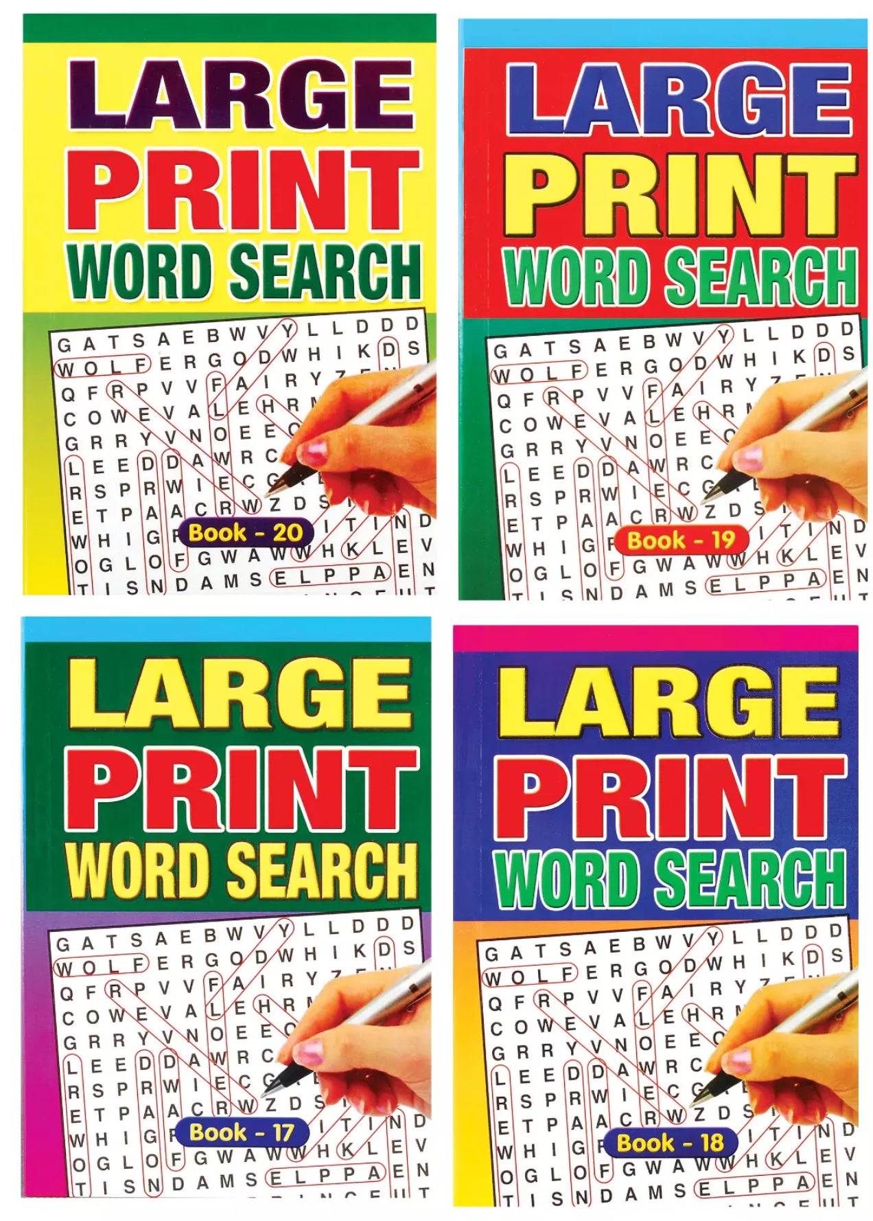 Set of 4 Large Print Word Search Puzzle Books A5