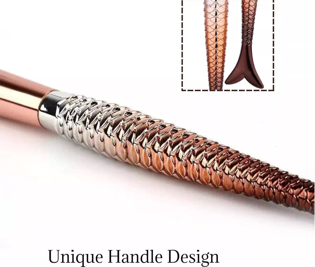 10pc 3D Rose Gold Mermaid Make Up Brushes