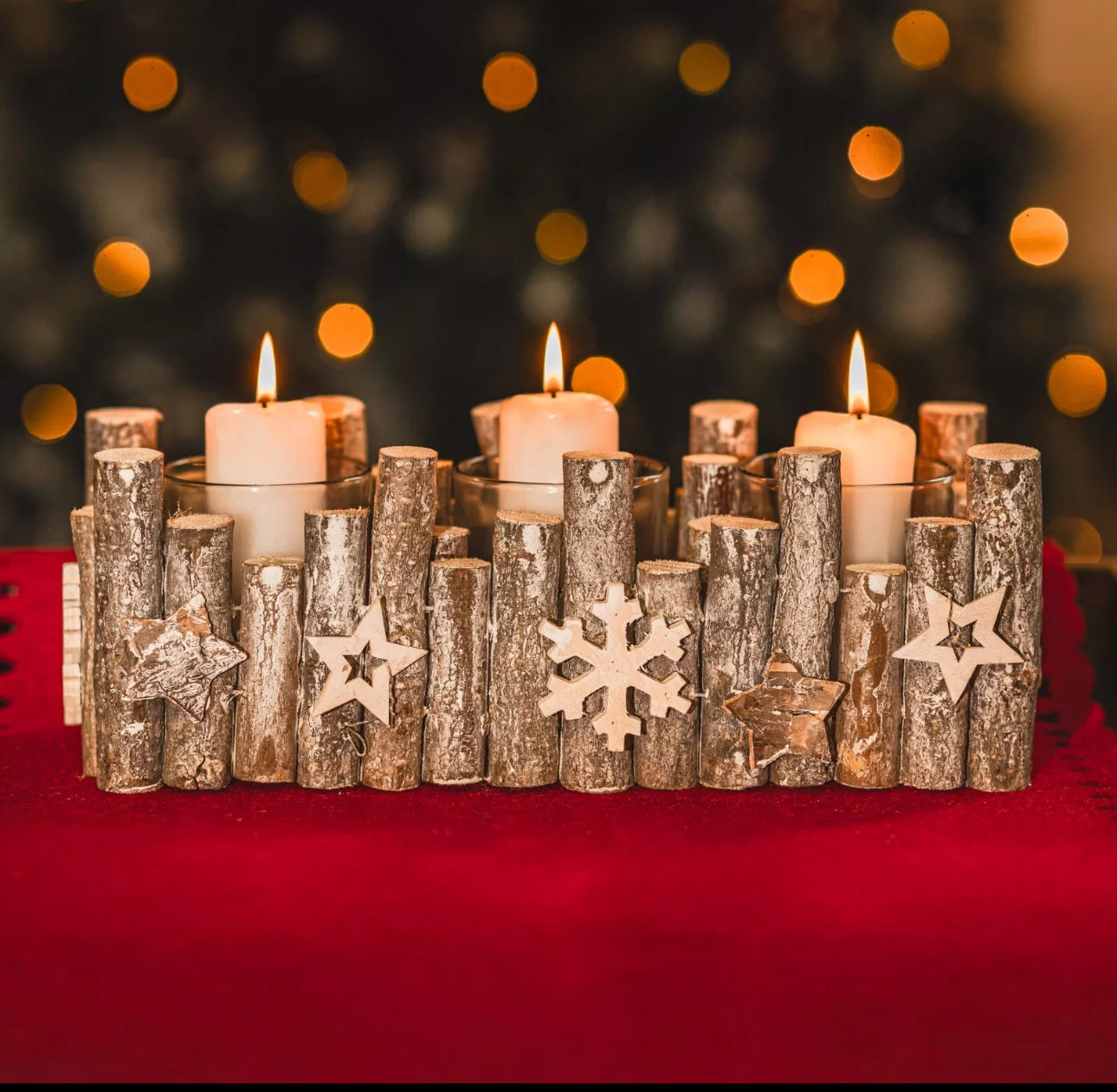 Rustic Wooden Candle Holder
