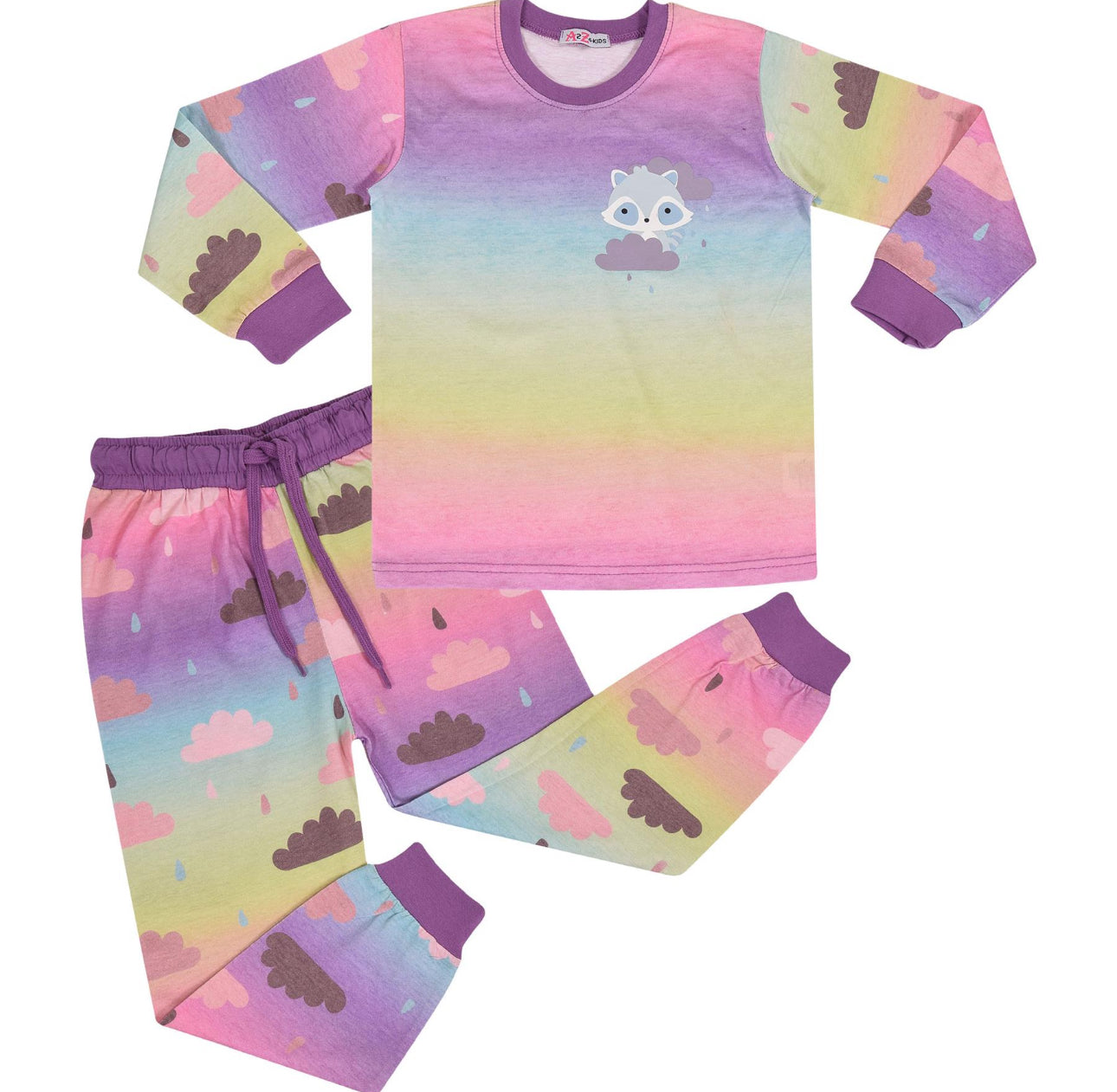 Girls Rainbow Contrast Cloud Pyjamas