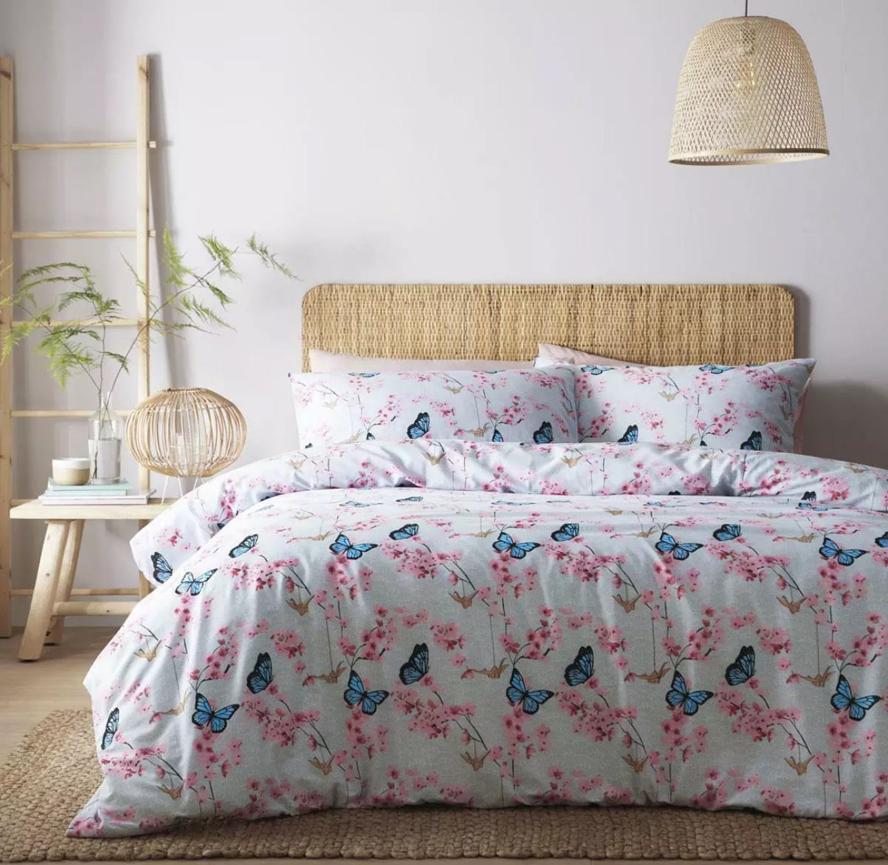 Oriental Blossom Butterfly Duvet Set King