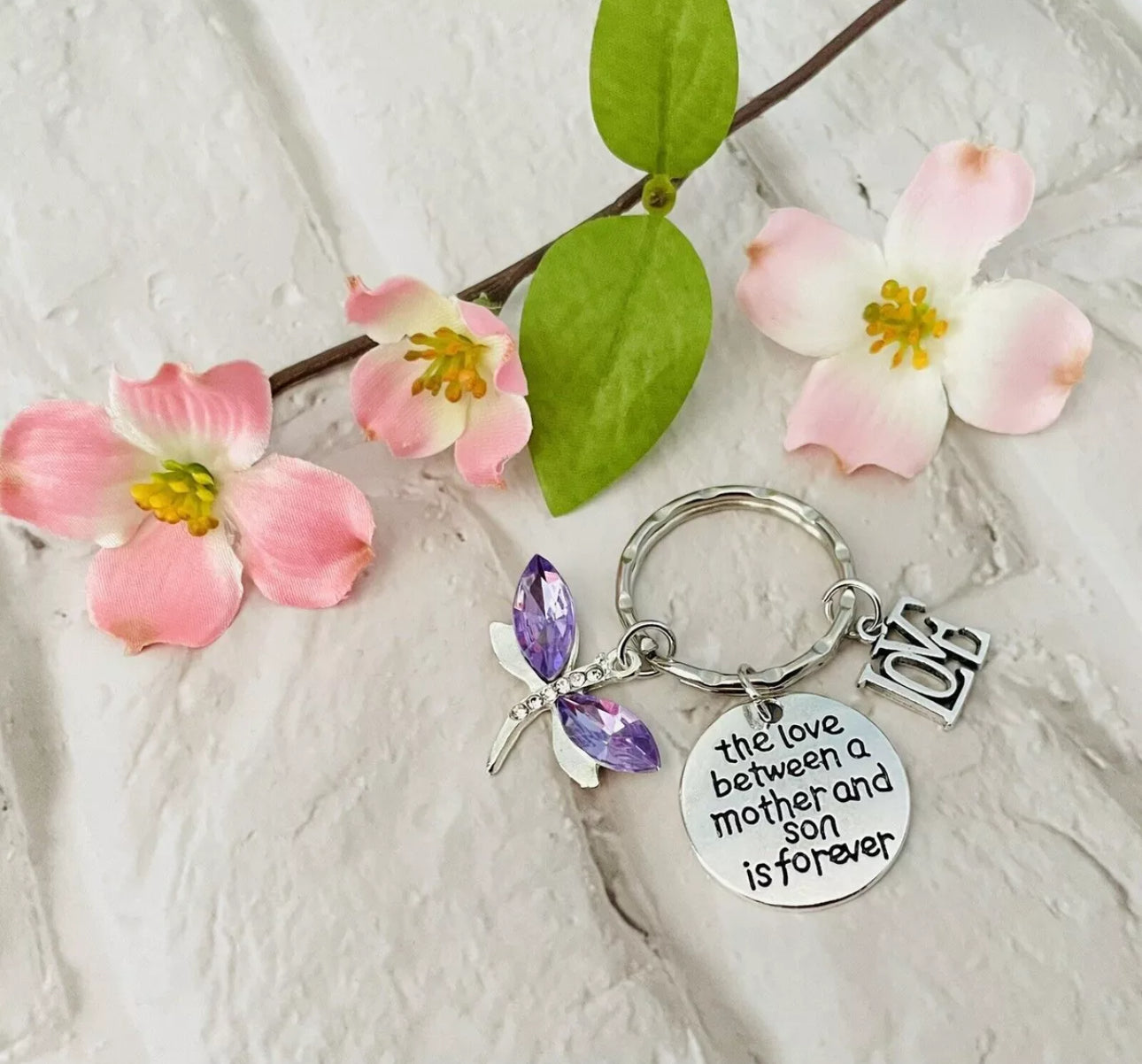 Mothers Day Keyring Purple Dragonfly