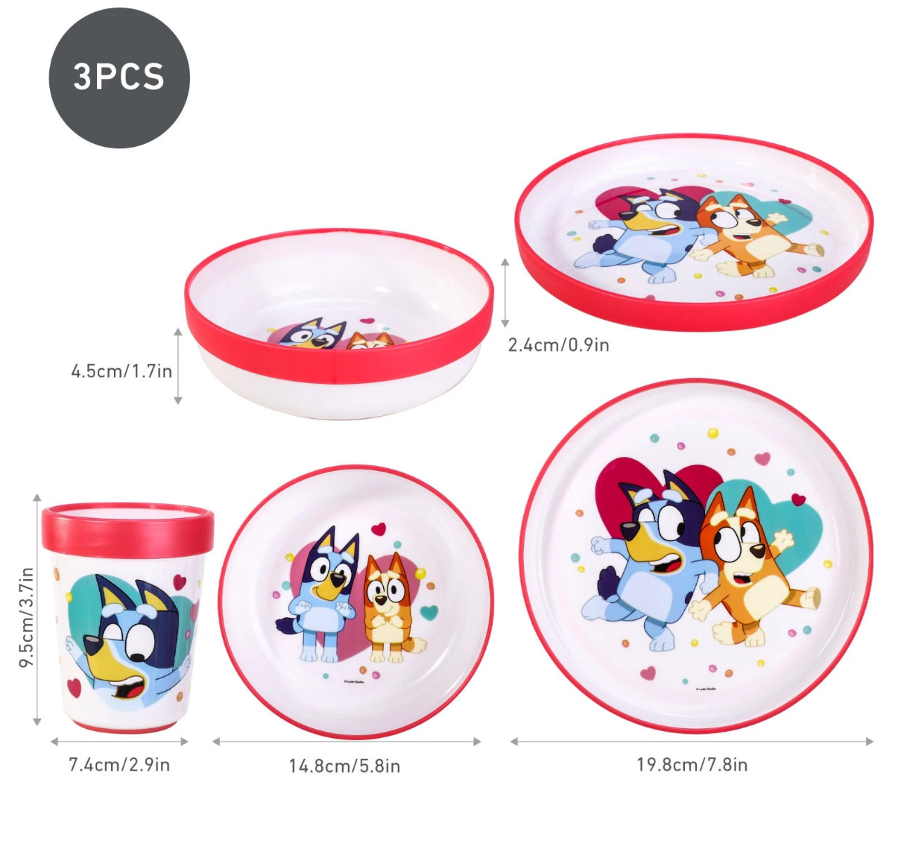 3pcs Blue Dog Dinnerware Set