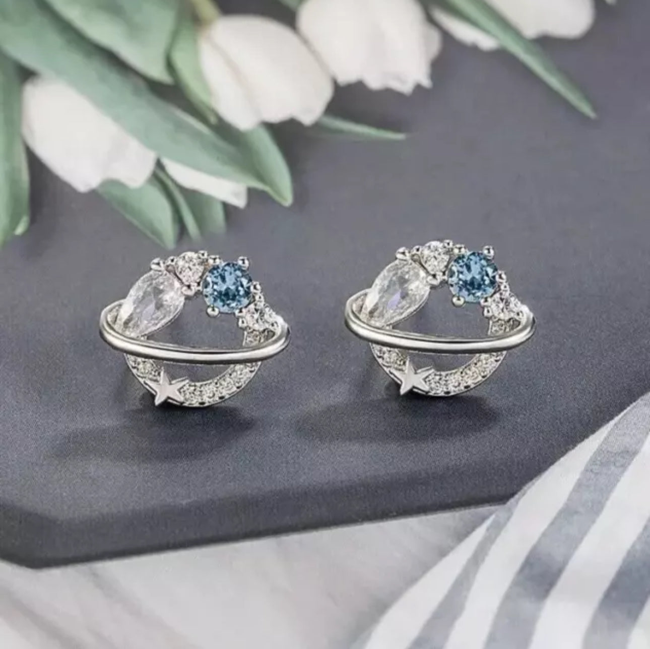 Blue Planet CZ Stud Earrings