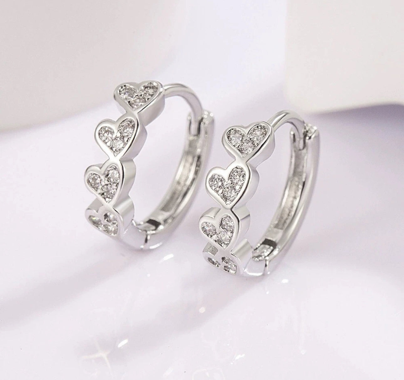 CZ Heart Huggie Hoops