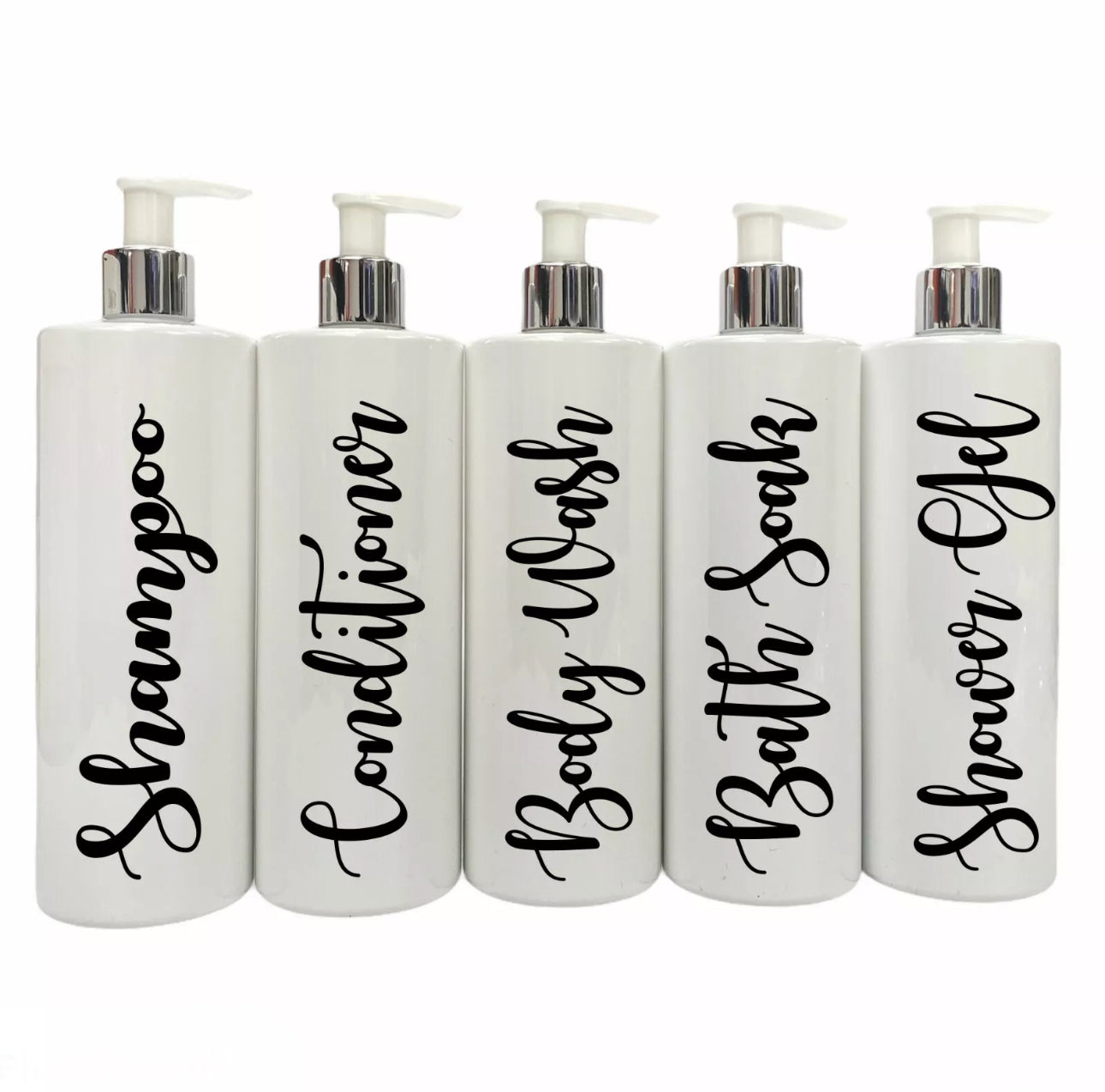 Personalised Bathroom Pump Bottles Set of 5