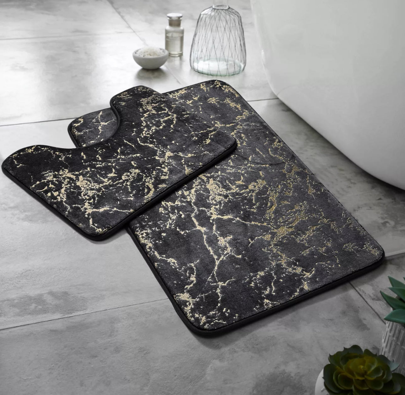 Non-Slip Glitter Bath Mat Set
