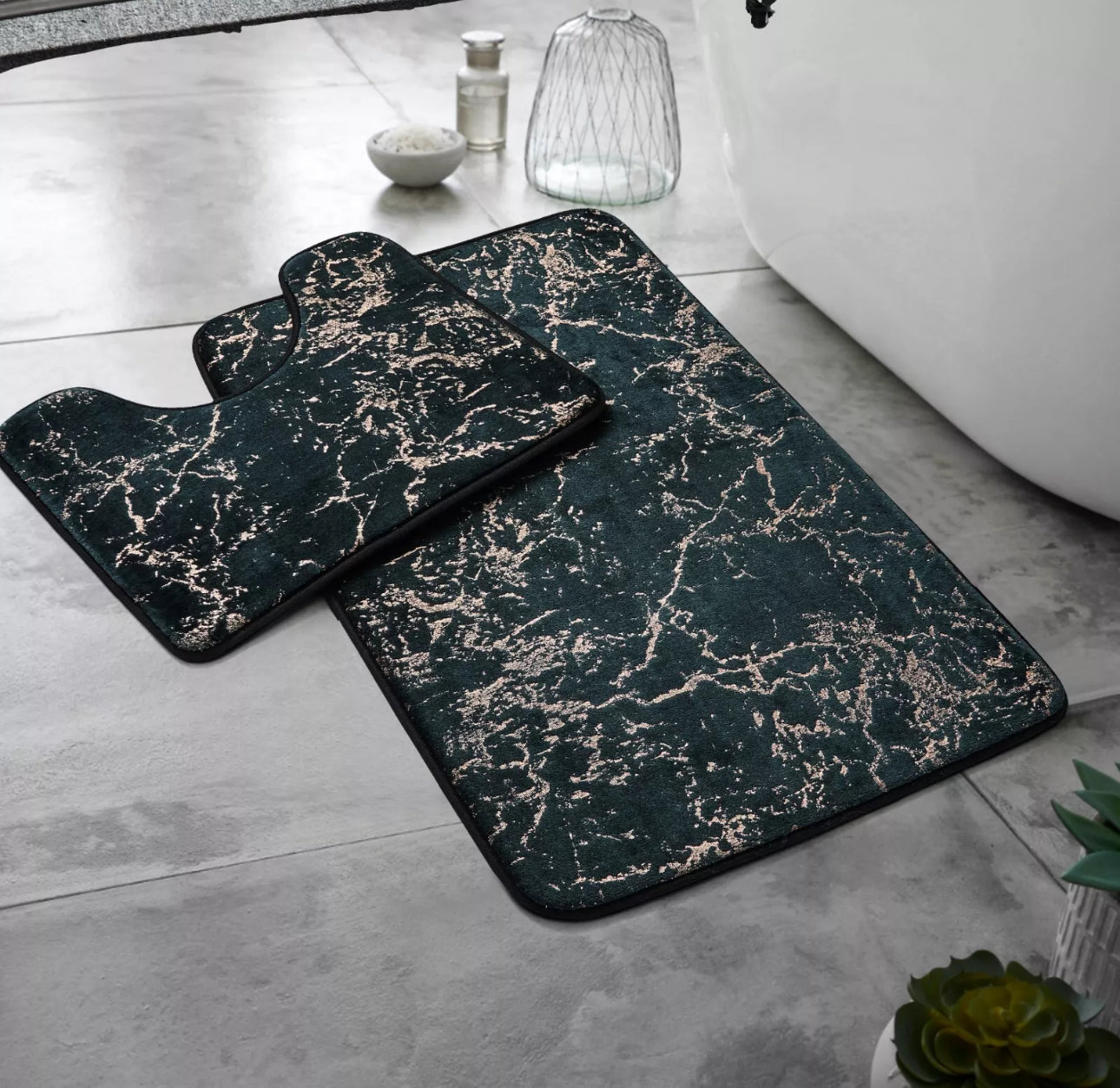 Non-Slip Glitter Bath Mat Set