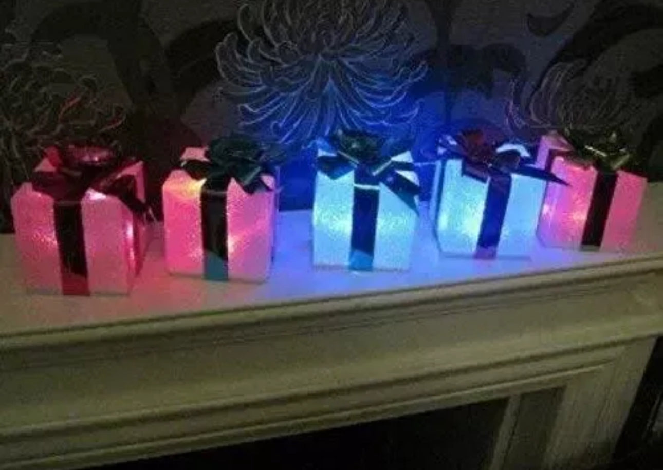 5x LED Mini Gift Box Decorations