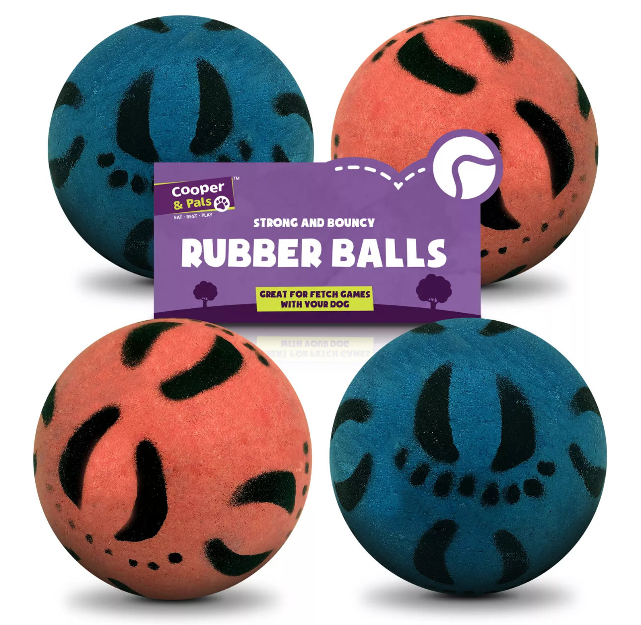 4pk Bouncy Rubber Dog Balls