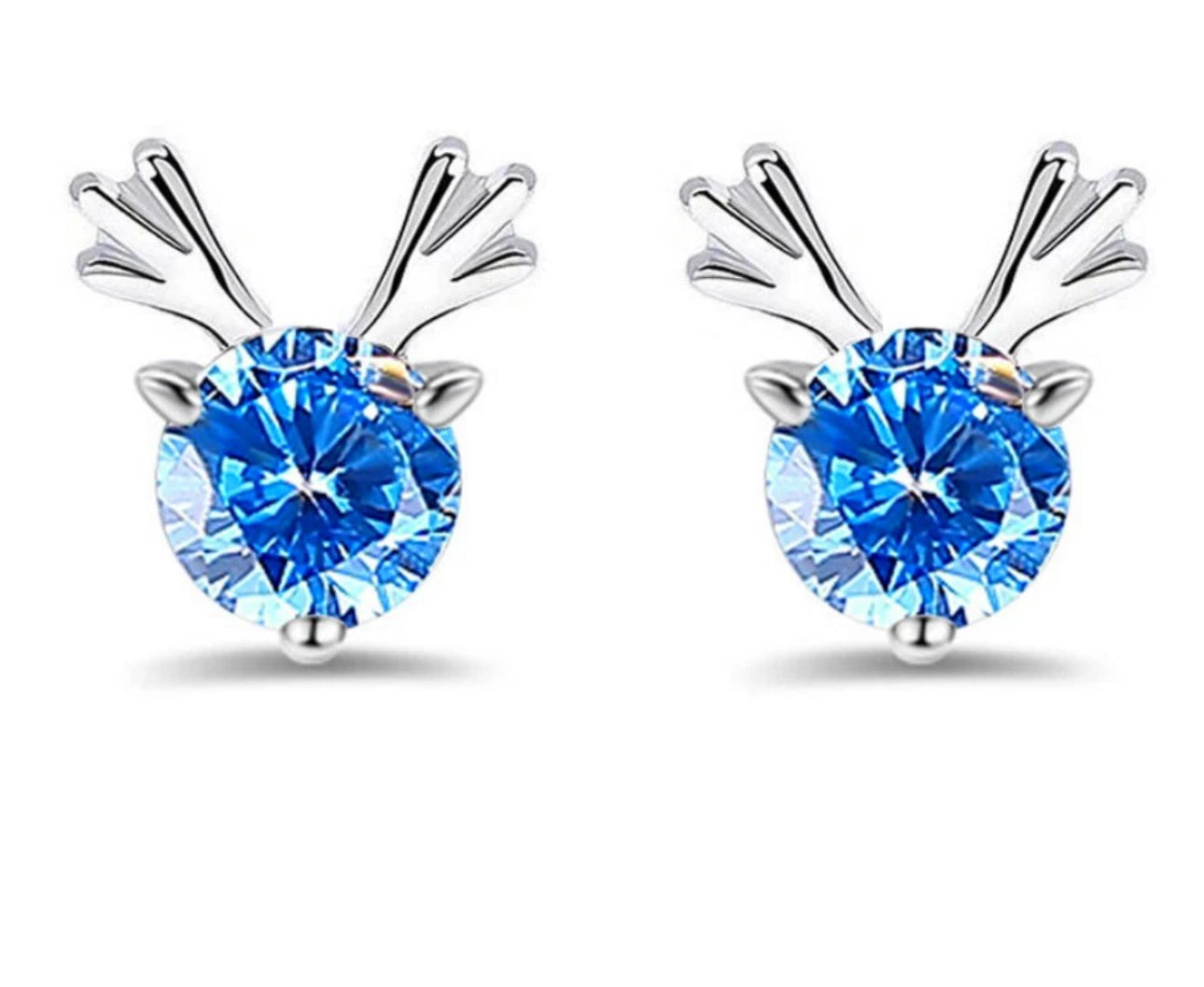 Blue Crystal Reindeer Earrings