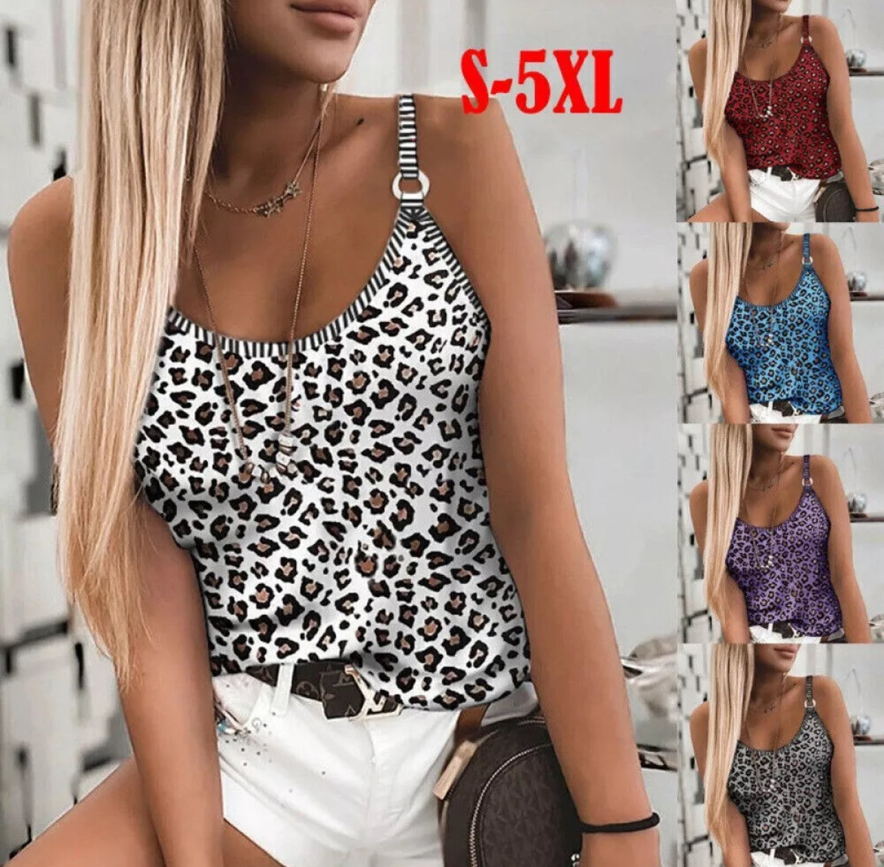 Ladies Leopard Print Vest Top