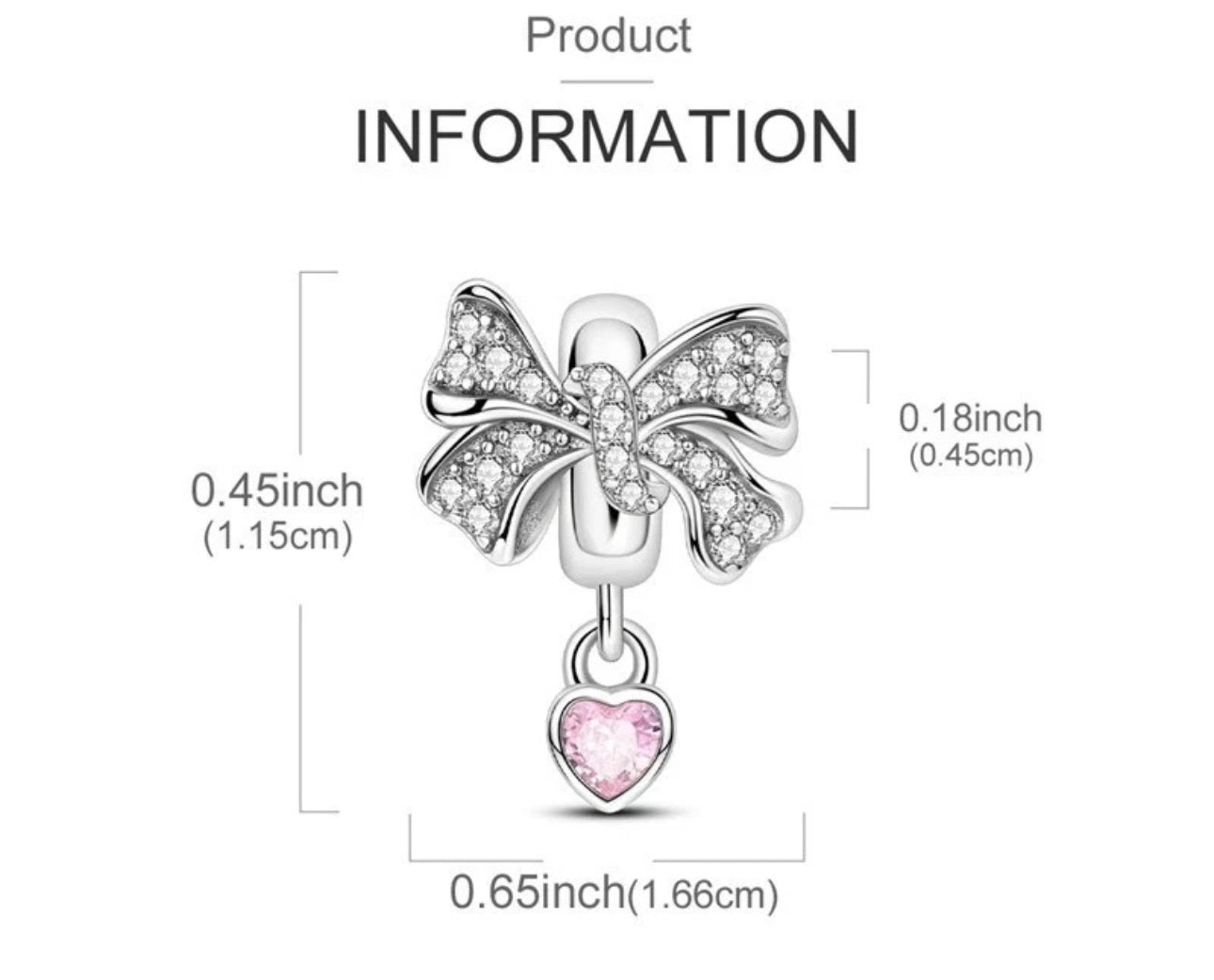 Pink Heart Bow Charm