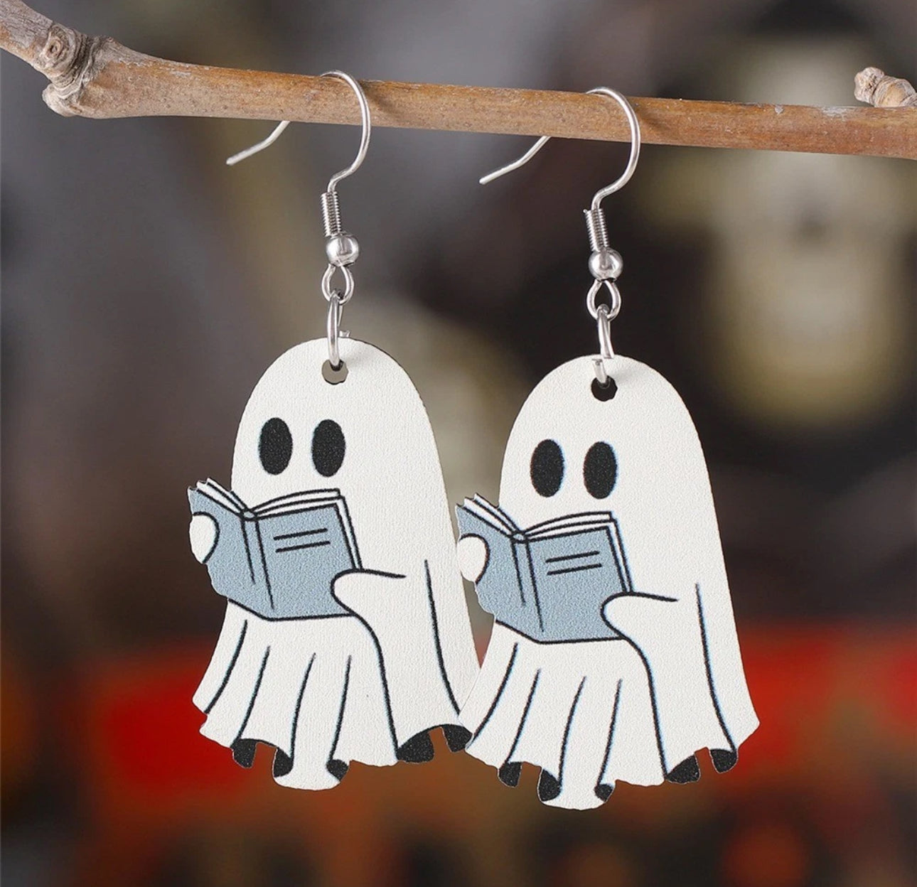 Ghost Book Lover Earrings