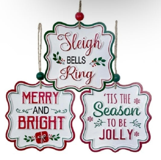 3x Metal Christmas Signs