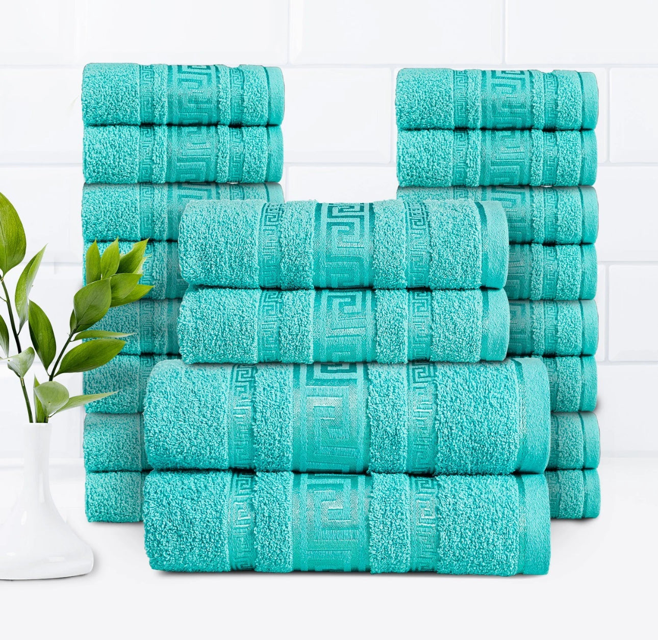 20pc Greek Key Bathroom Towel Bale
