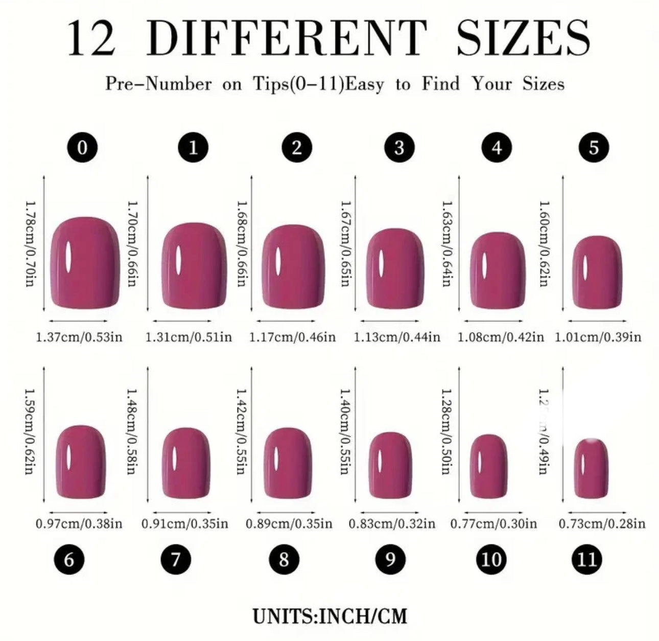 96pc Purple/Red Glossy Medium Square False Nails