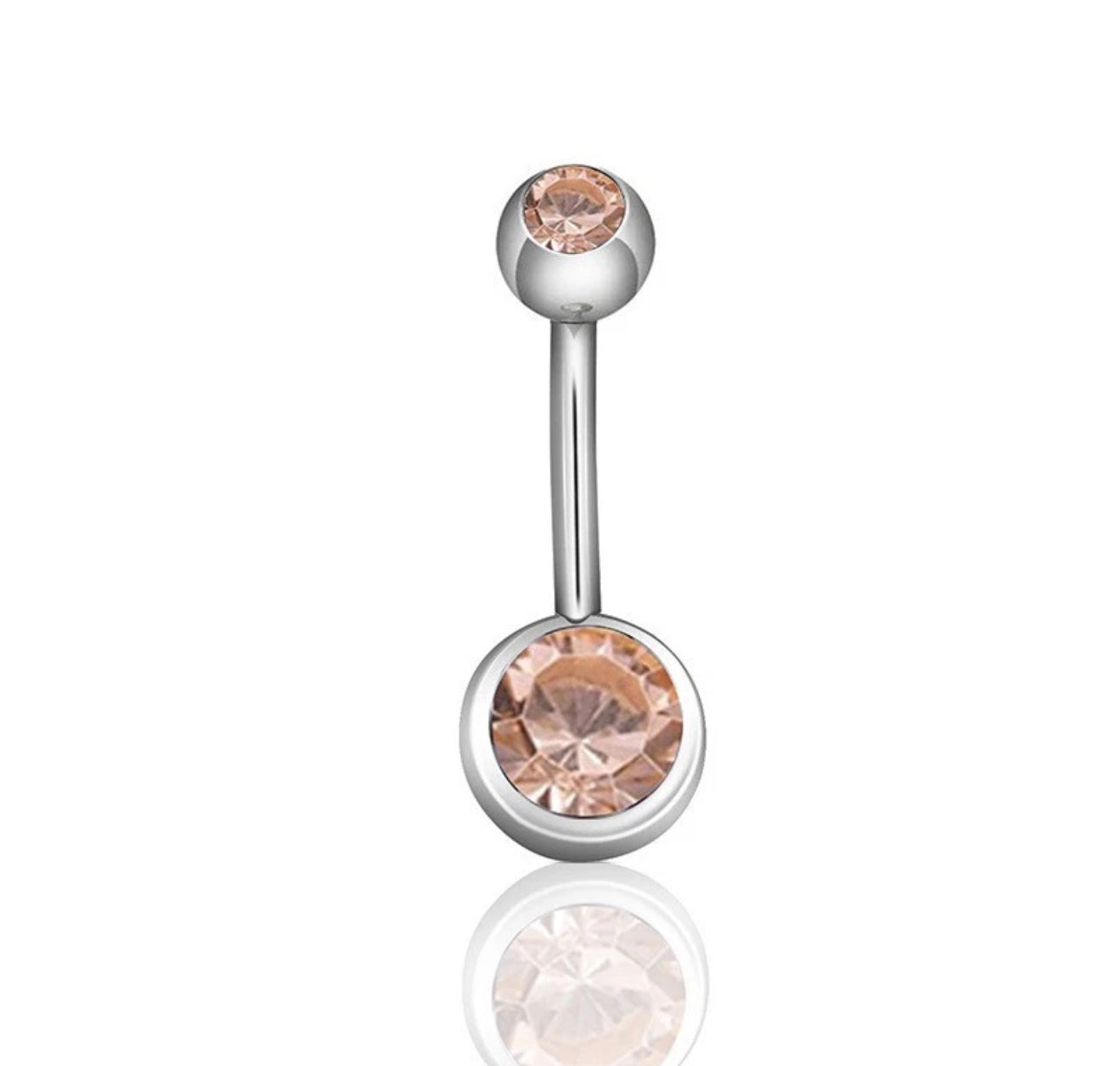 Coloured Crystal Belly Button Bar