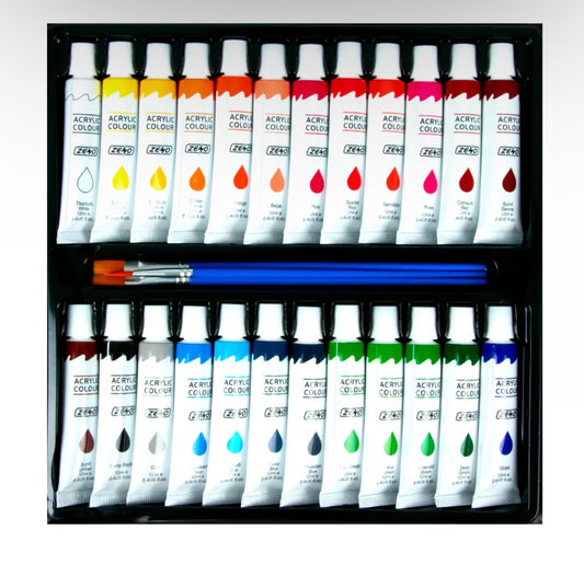 24pc Acrylic Paint Set & 3 Brushes
