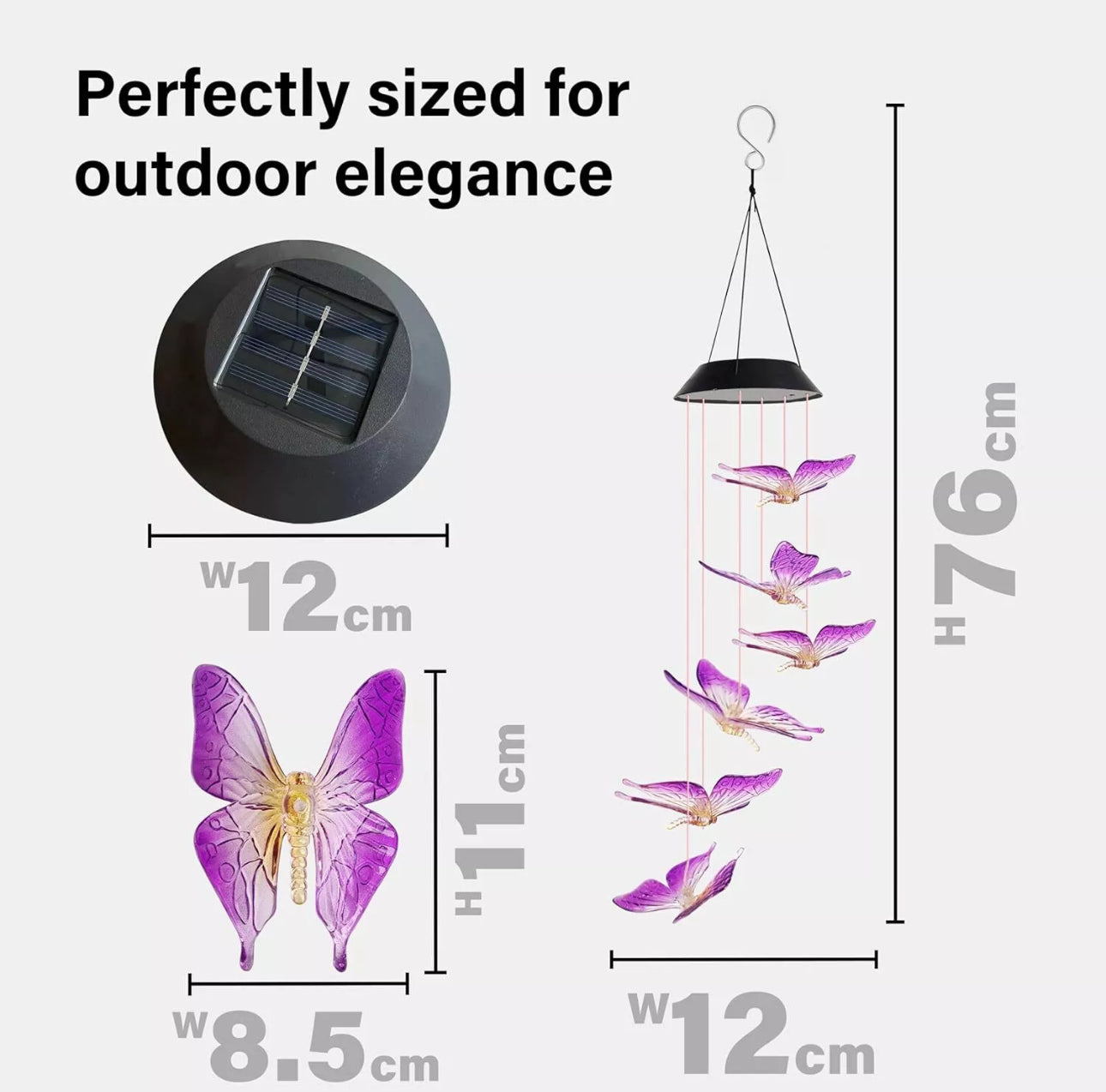 Solar Colour Changing Butterfly Wind Chime