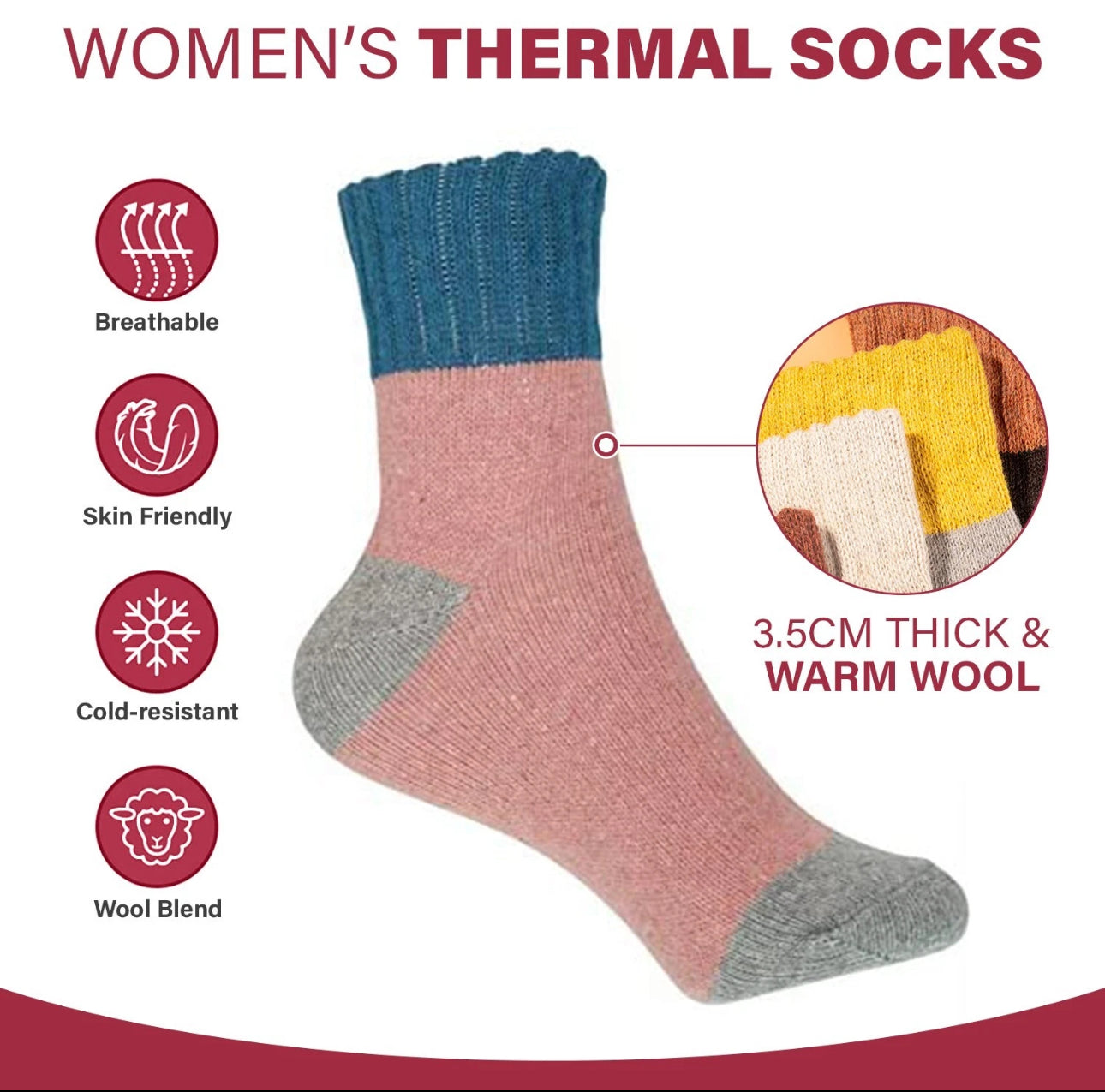 5 Pairs Ladies Thermal Socks