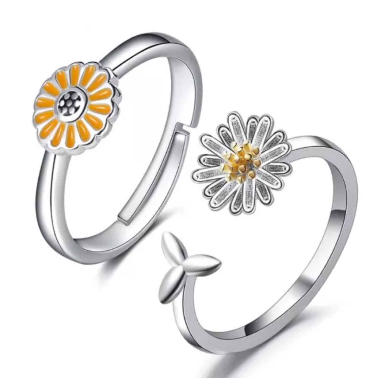 Sunflower & Daisy Boho Knuckle Rings