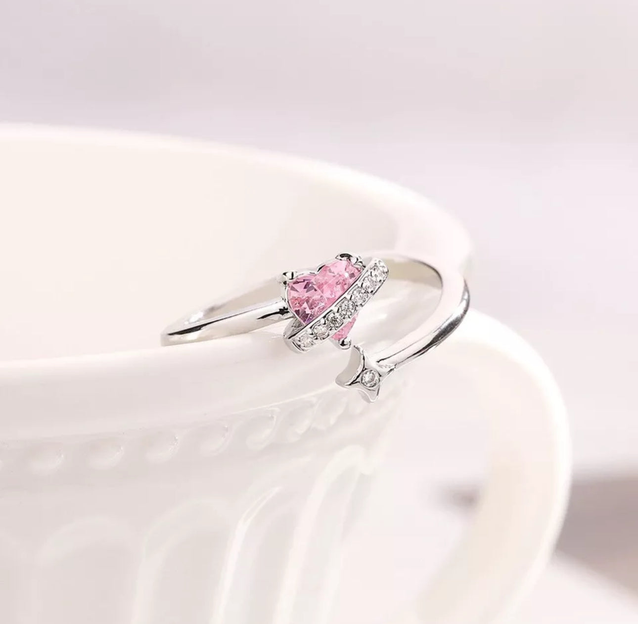 Pink Crystal Heart Ring