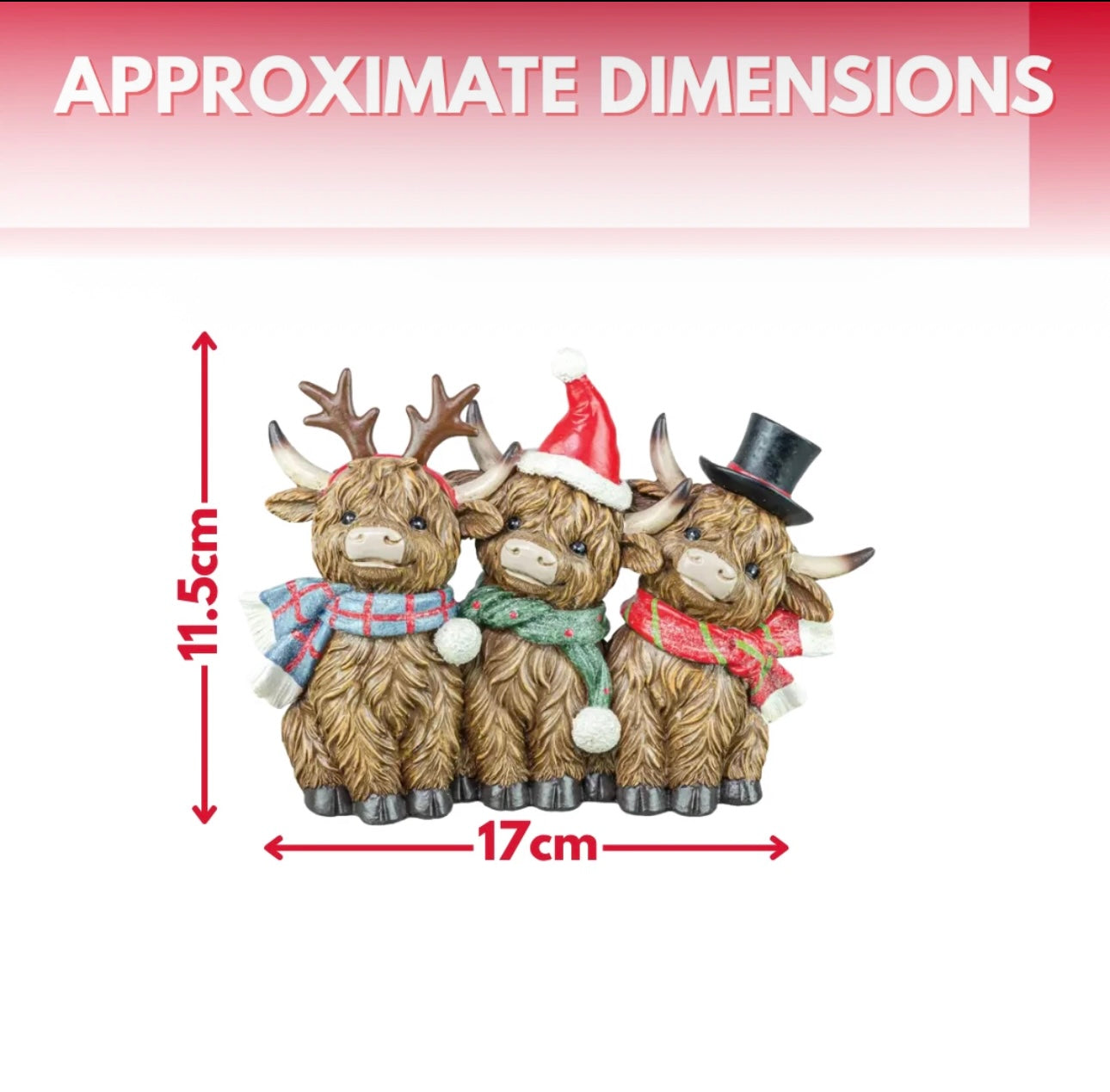 Christmas Highland Coo Trio Decoration