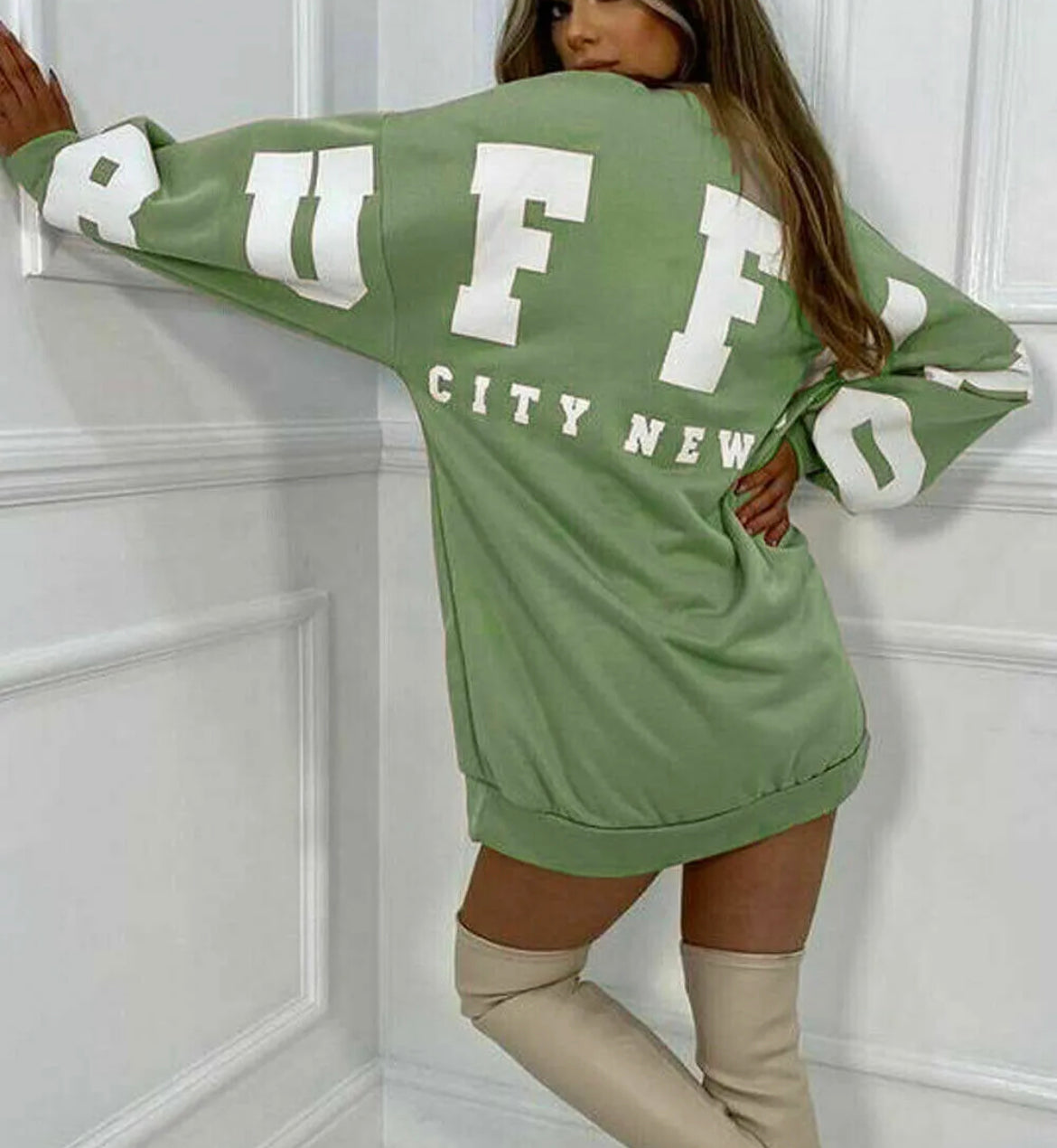 Oversized Buffalo Slogan Jumper