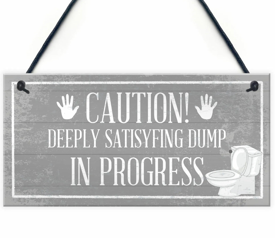 Novelty Caution Bathroom Plaque