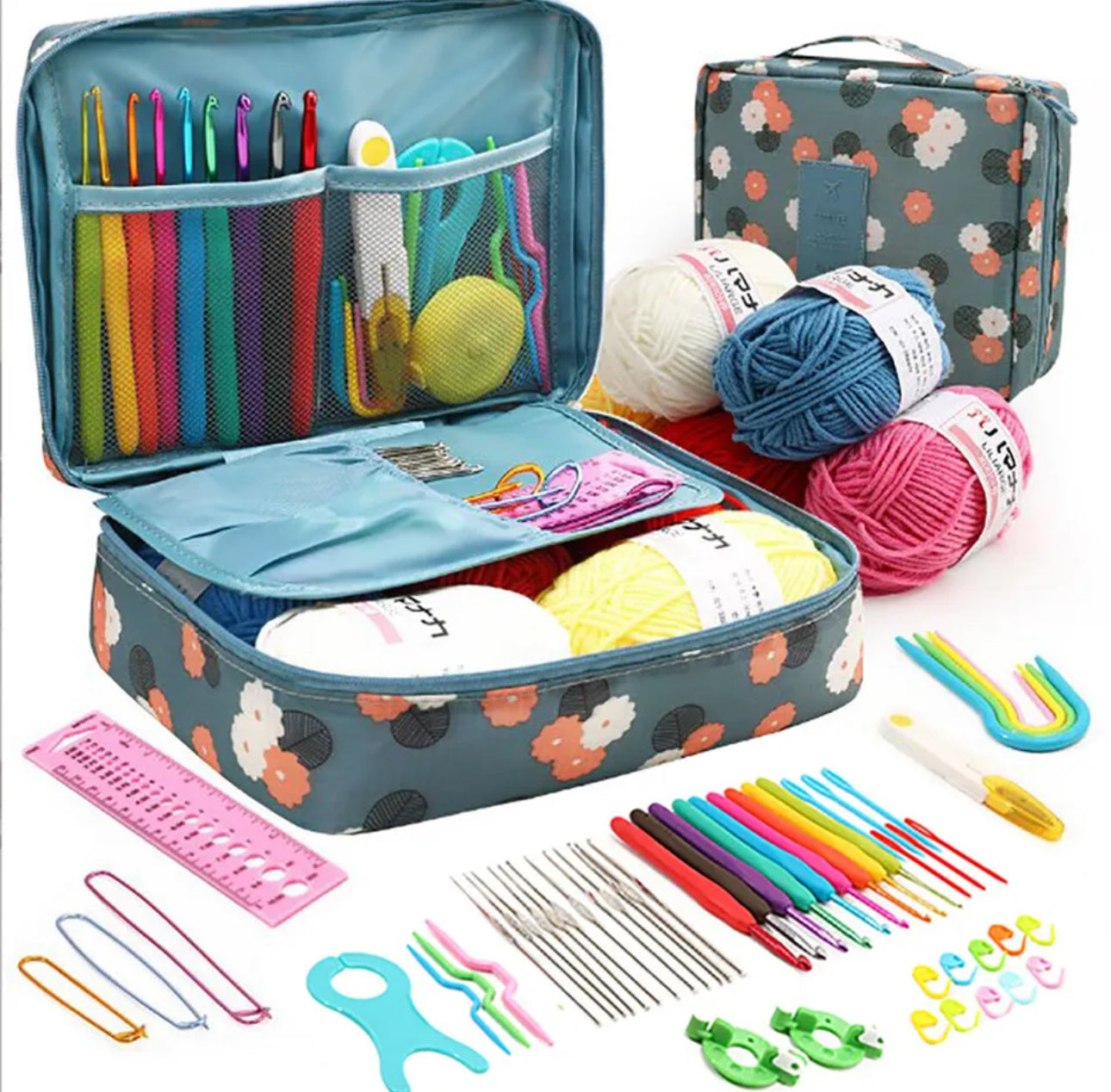 59pc Crochet Kit with Yarns for Beginners