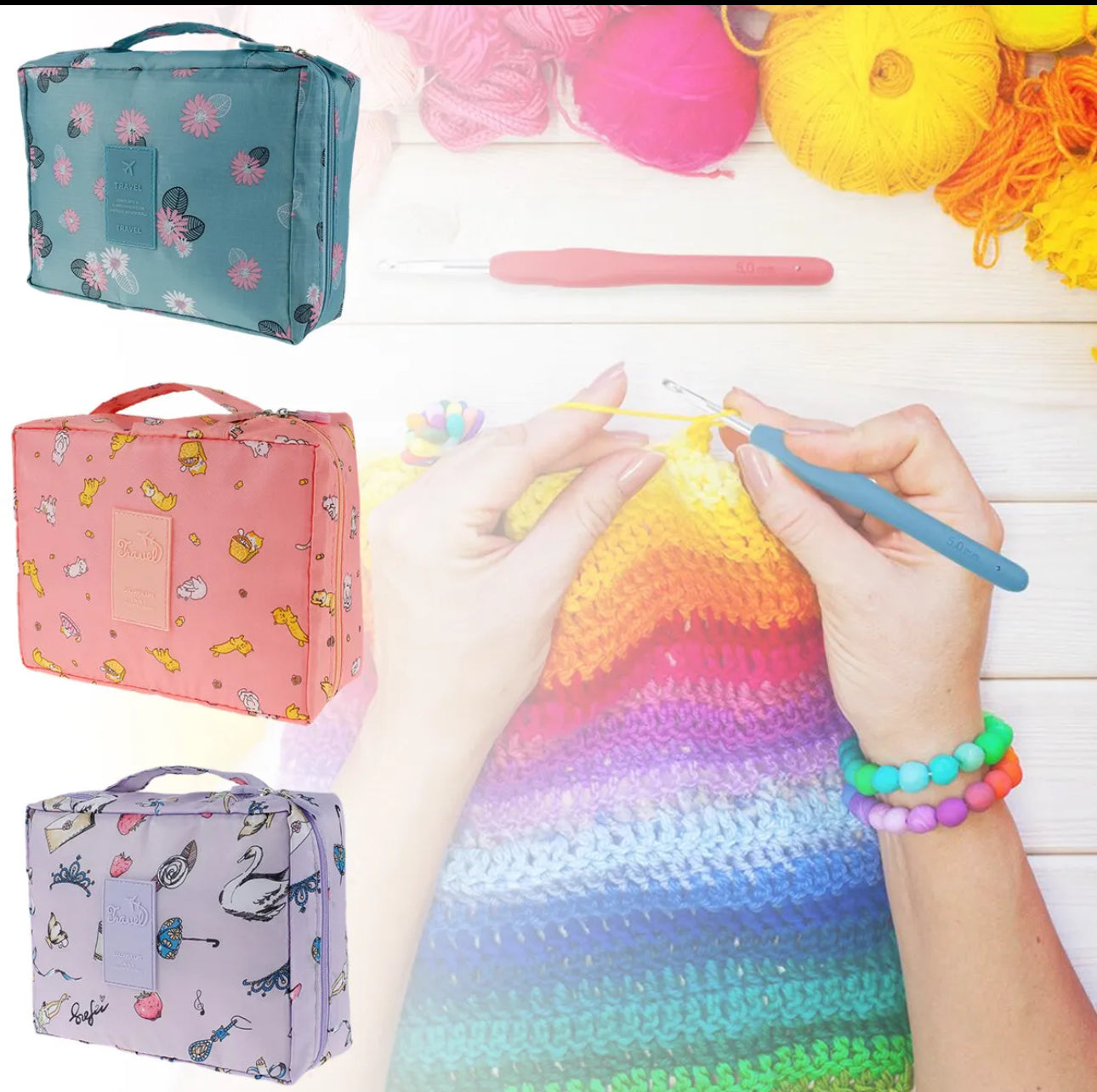 59pc Crochet Kit with Yarns for Beginners