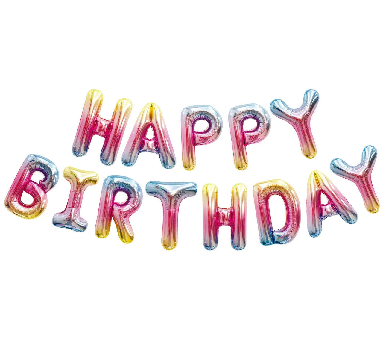 Rainbow happy birthday balloon banner