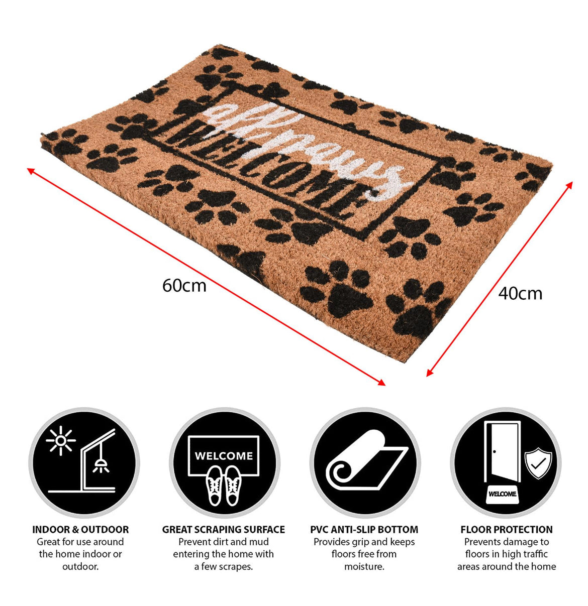 All Paws Welcome Door Mat
