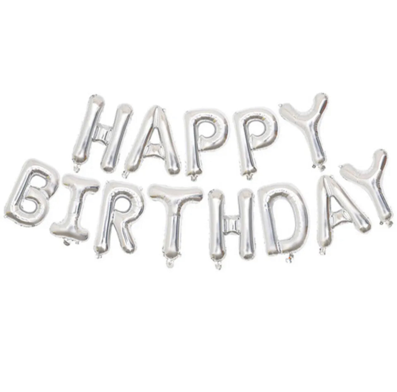 Silver birthday balloon banner