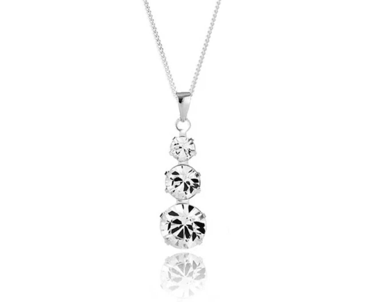Diamond Style Trio Crystal Rhodium Plated Pendant